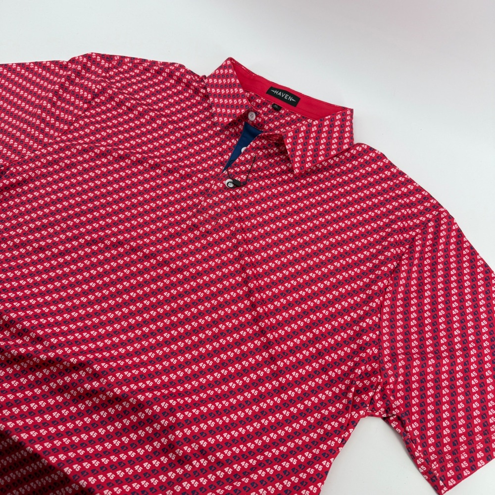 NWOT Haven The Don Golf Performance polo Mens XL Red 45 47 Trump Print